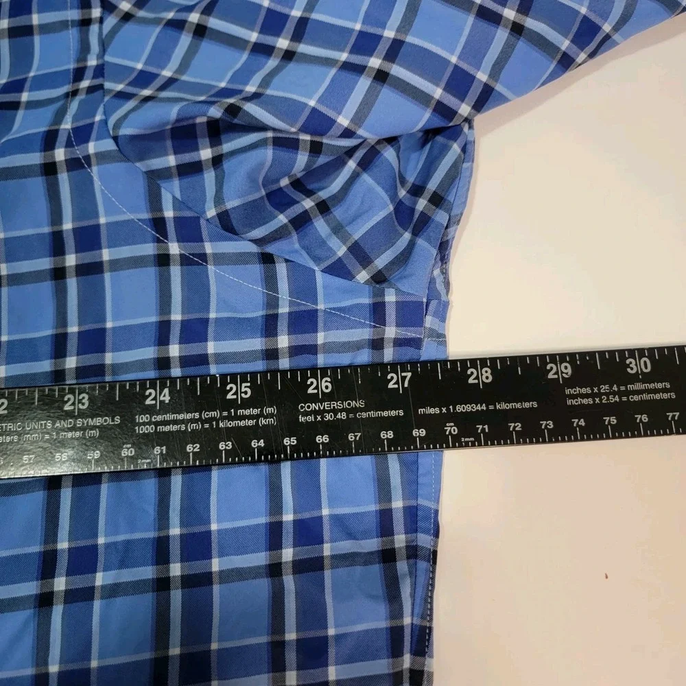 Polo Ralph Lauren Performance Shirt Mens XXL Blue Plaid Long Sleeve Nylon‎ Blend